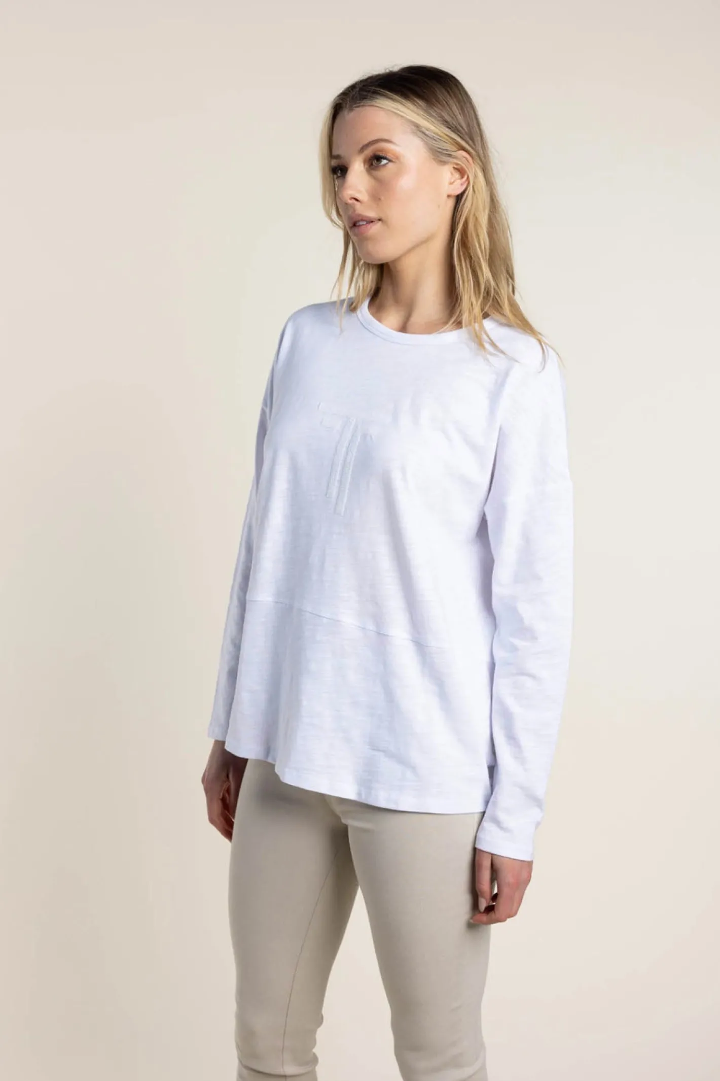 Two-T's Alice Long Sleeve Tee - White - TT34 Sale