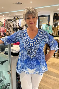 Fashion Spectrum Amalfi Blue Gypsy Top - FS16 Outlet