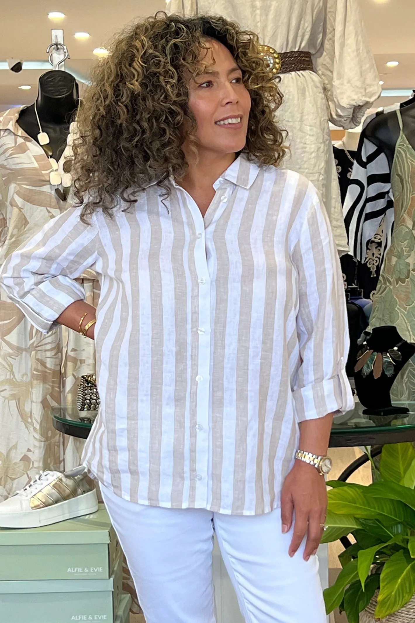 Two-T's Amara Linen Shirt - Natural - TT35 New