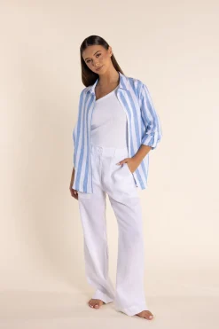 Two-T's Amara Linen Shirt - Periwinkle - TT35 Hot