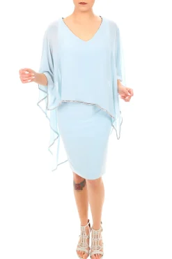 Frank Lyman Aquamist Chiffon Layer Dress - Light Blue - FL99 Sale