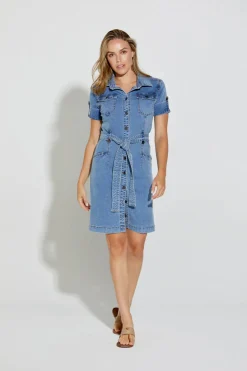 New London Jeans Argyll Trench Dress - Light Wash - NLJ2 Clearance