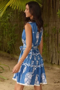 Miss June Aria Sleeveless Dress - Blue - M18 Outlet