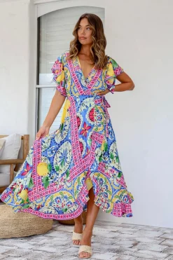Lily T Ava Wrap Dress - Lemon - LT3 Online