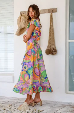 Lily T Ava Wrap Dress - Melon - LT3 Sale