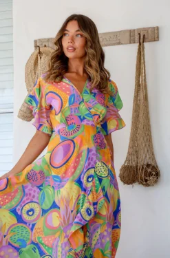 Lily T Ava Wrap Dress - Melon - LT3 Sale