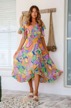 Lily T Ava Wrap Dress - Melon - LT3 Sale