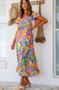 Lily T Ava Wrap Dress - Melon - LT3 Sale