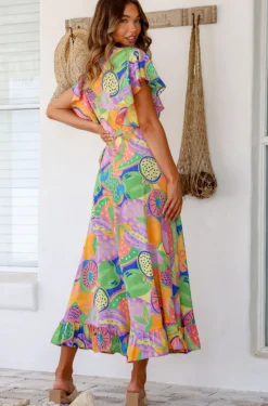 Lily T Ava Wrap Dress - Melon - LT3 Sale