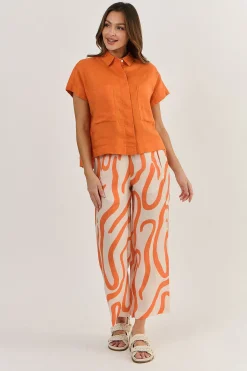 Naturals By O & J Aviva Linen Shirt - Tamarind - OJ46 Outlet