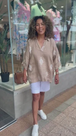 Cindy G Aztec Print Top - Camel - CG44 Online