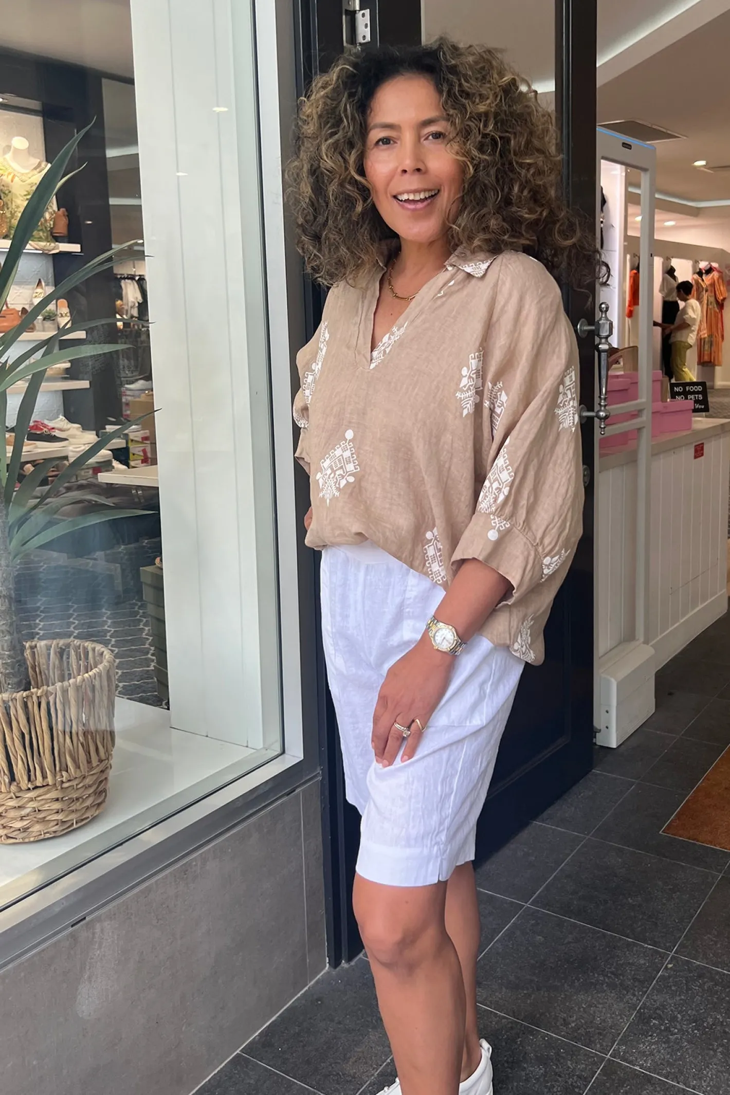 Cindy G Aztec Print Top - Camel - CG44 Online