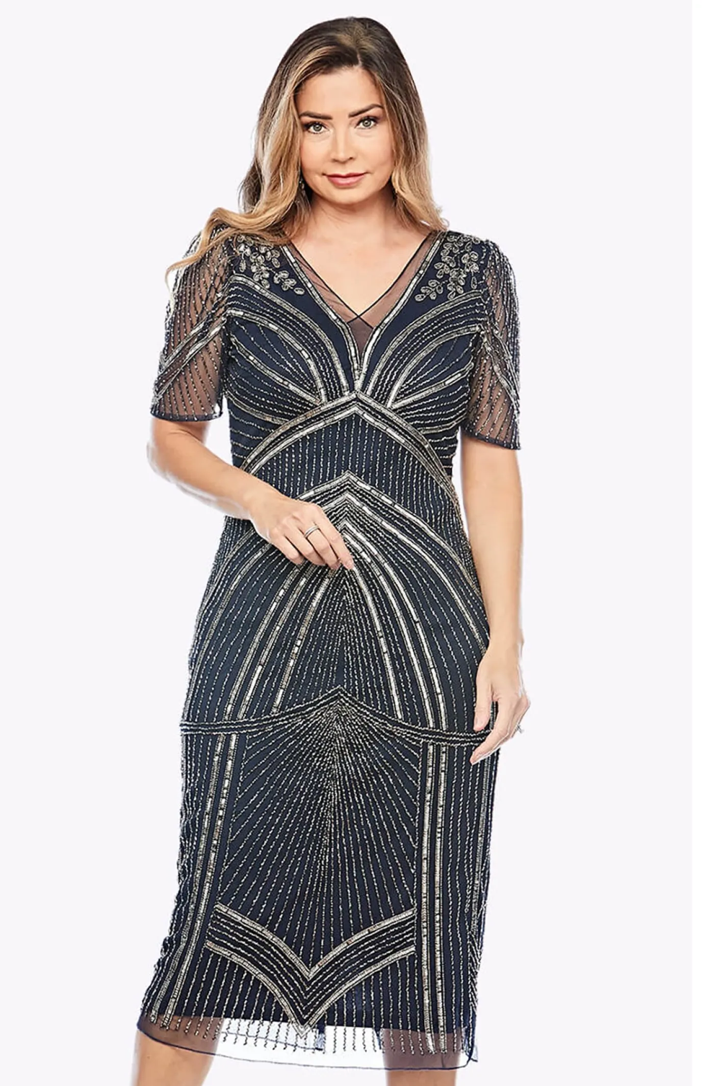 Jesse Harper Beaded Queen Dress | Midnight | JH6 Discount
