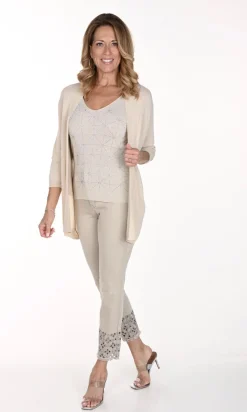 Frank Lyman Beige Ankle Detail Jeans - FL277 Discount