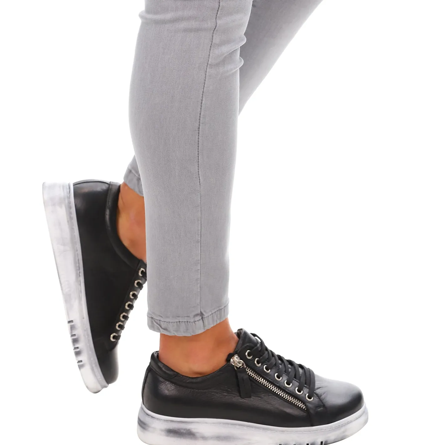 Rilassare Black Tatter Leather Sneaker - RS3 Sale