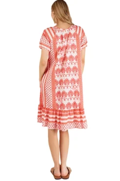 Lula Life Blakely Shirred Dress - Melon - LL45 Discount