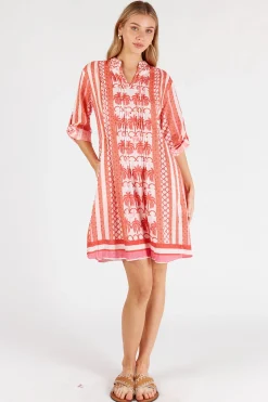 Lula Life Blakely Tucked Dress - Melon - LL48 Sale