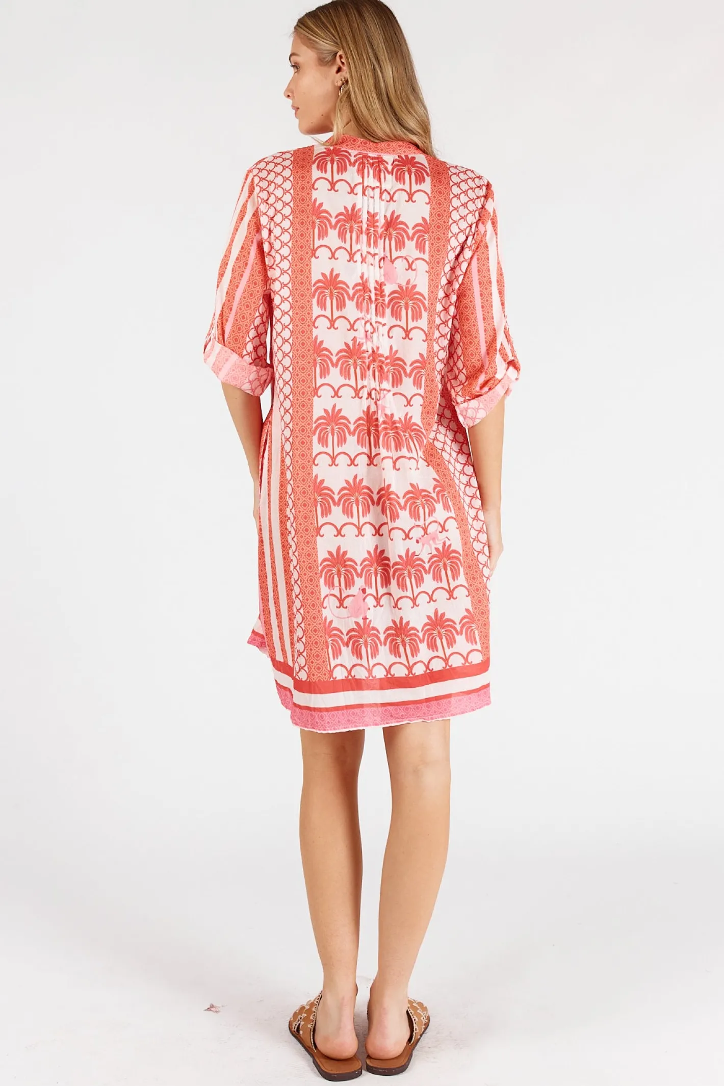 Lula Life Blakely Tucked Dress - Melon - LL48 Sale