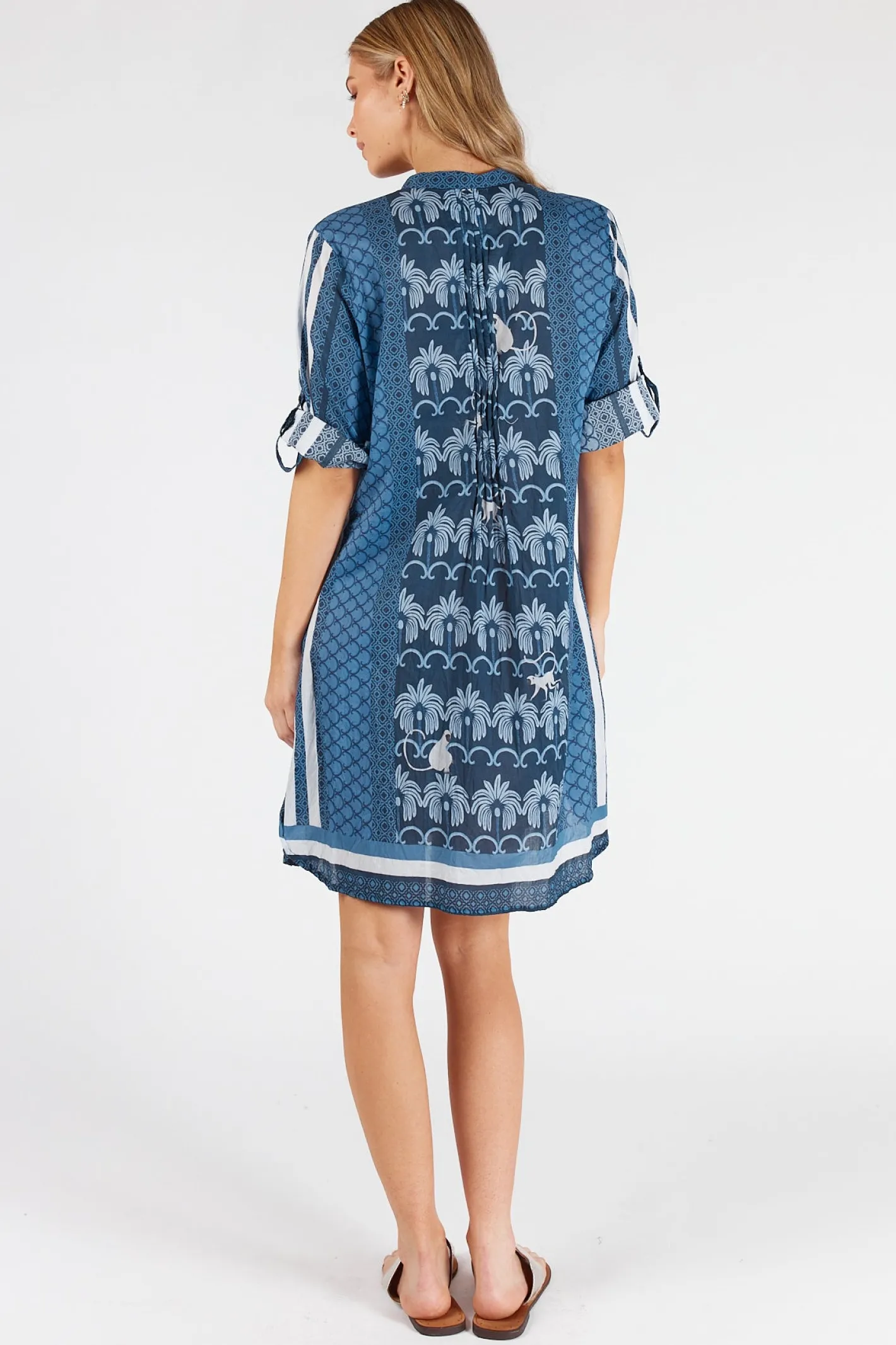 Lula Life Blakely Tucked Dress - Navy - LL48 Outlet