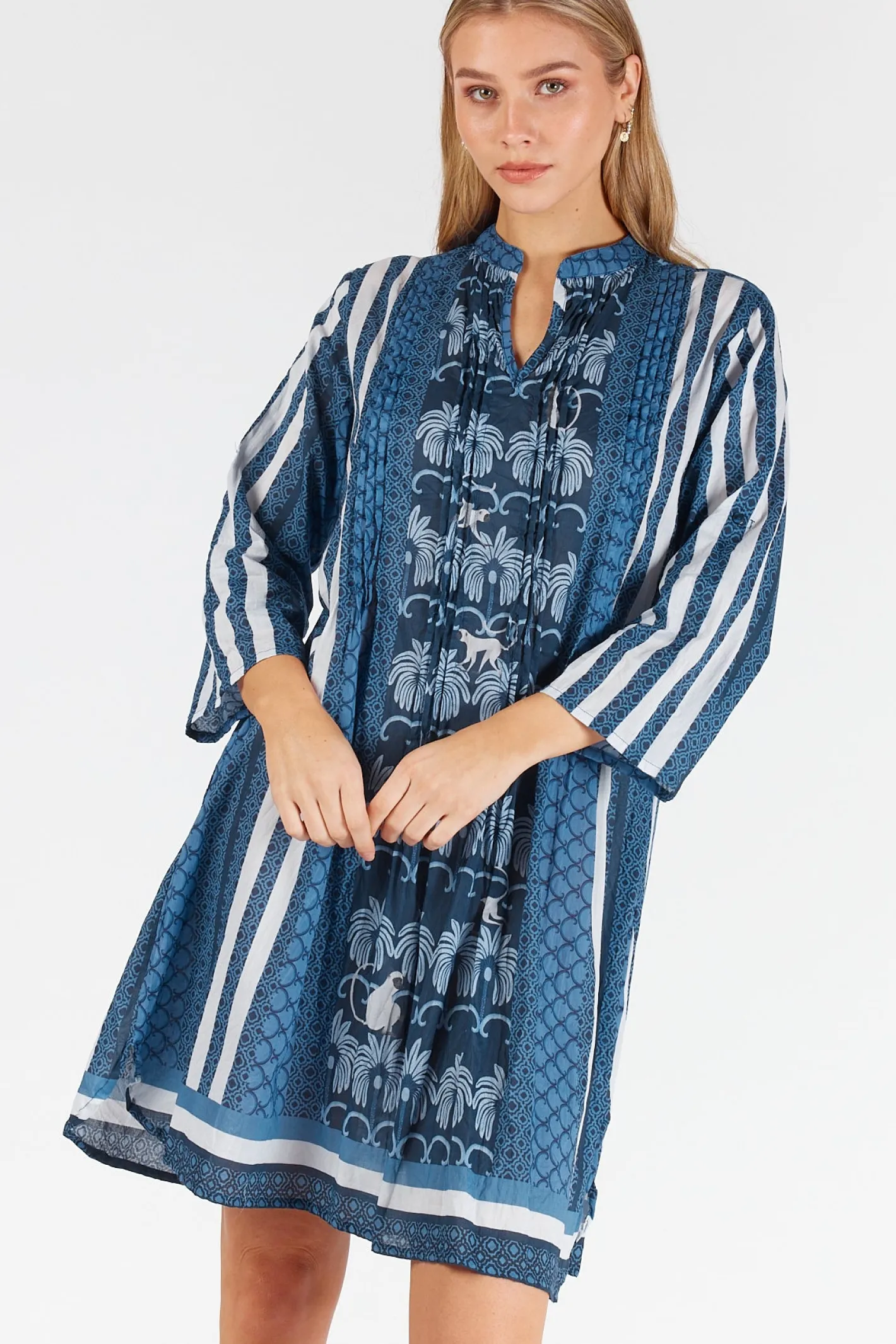 Lula Life Blakely Tucked Dress - Navy - LL48 Outlet
