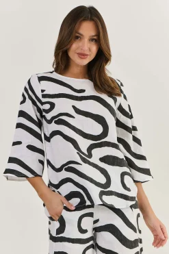 Naturals By O & J Caily Linen Top - Black - OJ45 Best