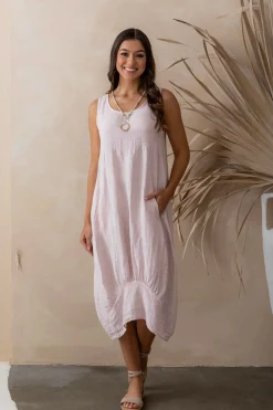 The Italian Cartel Camilla Linen Dress - Blush - IC46 Online