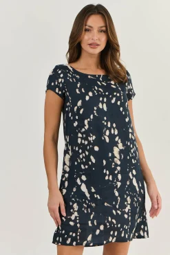 Naturals By O & J Cap Sleeve Linen Dress - Universe - OJ3 Online