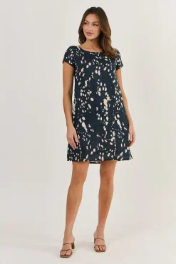 Naturals By O & J Cap Sleeve Linen Dress - Universe - OJ3 Online