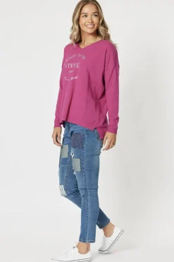 Threadz Cest La Vie Sweat - Fuchsia - TZ21 Discount