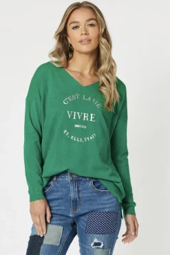 Threadz Cest La Vie Sweat - Ivy - TZ21 Sale