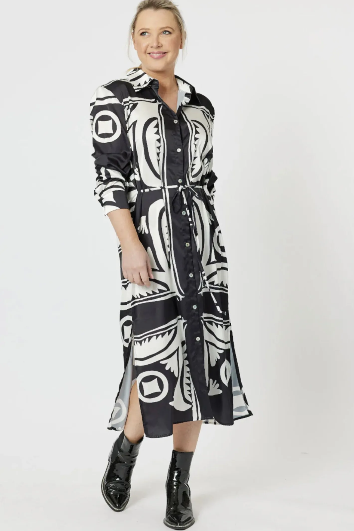 Hammock & Vine Chic Print Dress - Black - HV36 Best