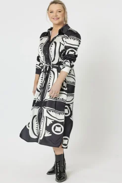 Hammock & Vine Chic Print Dress - Black - HV36 Best