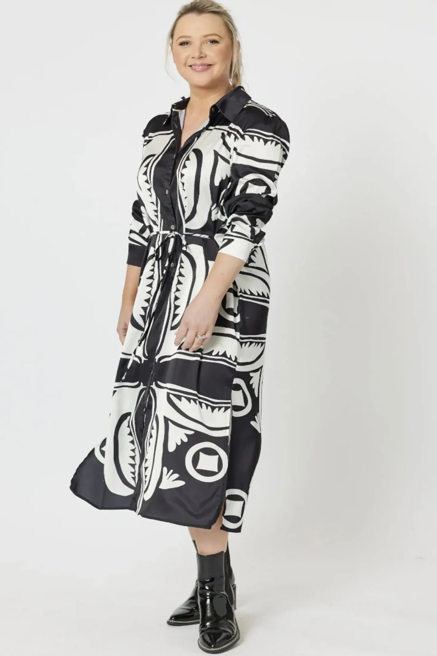 Hammock & Vine Chic Print Dress - Black - HV36 Best