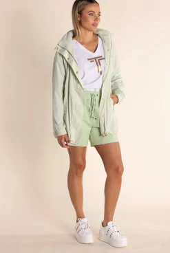 Two-T's Chloe Spray Jacket - Soft Green/Gold Logo - TT49 Best