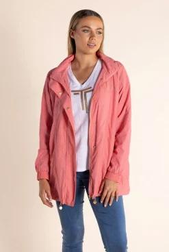 Two-T's Chloe Spray Jacket - Spring Pink/Gold Logo - TT49 Online