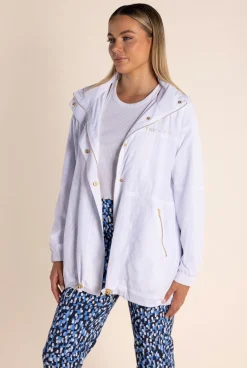 Two-T's Chloe Spray Jacket - White/Gold Logo - TT49 Outlet