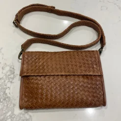 Human Cindy Woven Leather Bag - Tan Discount