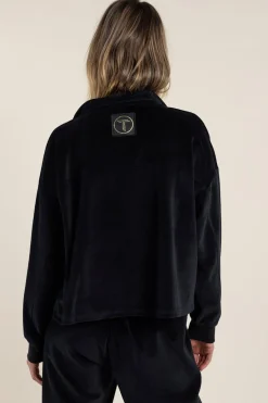 Two-T's Claire Cropped Velour Jacket - Black - TT36 Discount