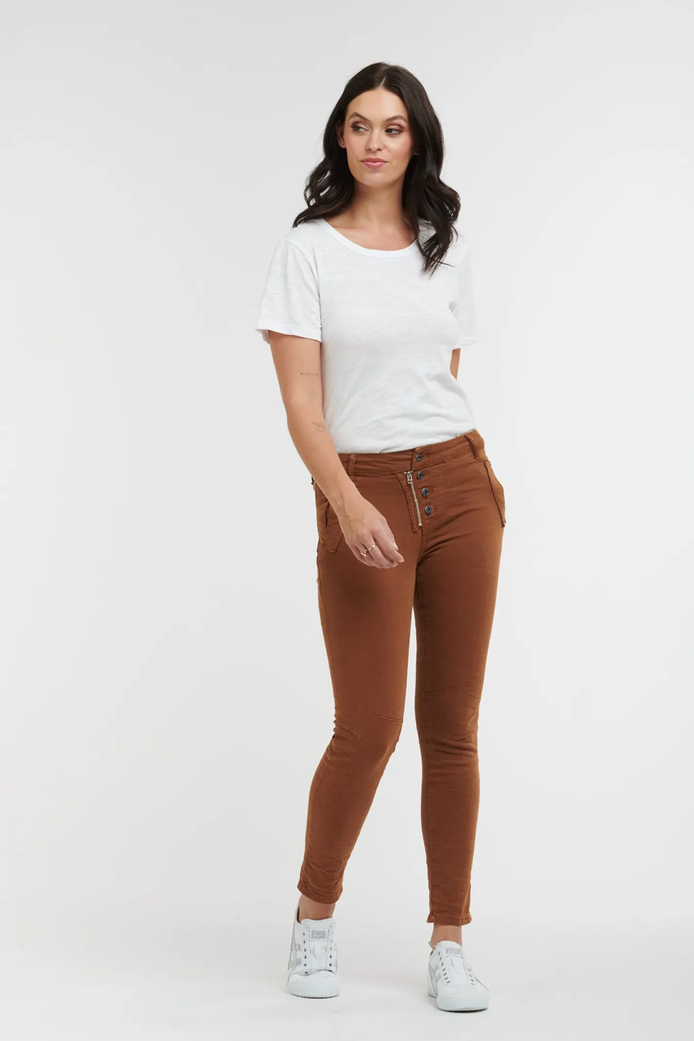 Italian Star Classic Button Jeans - Brick - IS10 Outlet