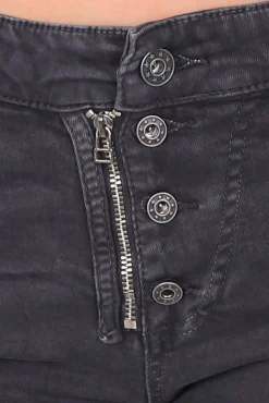 Italian Star Classic Button Jeans - Charcoal - IS10 Clearance