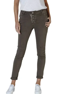 Italian Star Classic Button Jeans - Chocolate - IS10 Outlet