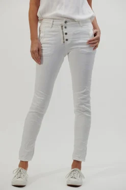 Italian Star Classic Button Jeans - White - IS10 Outlet