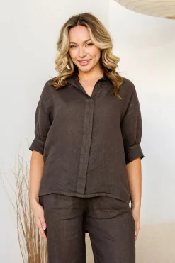 Free Angel Colazione Linen Top - Chocolate - FA23 Hot