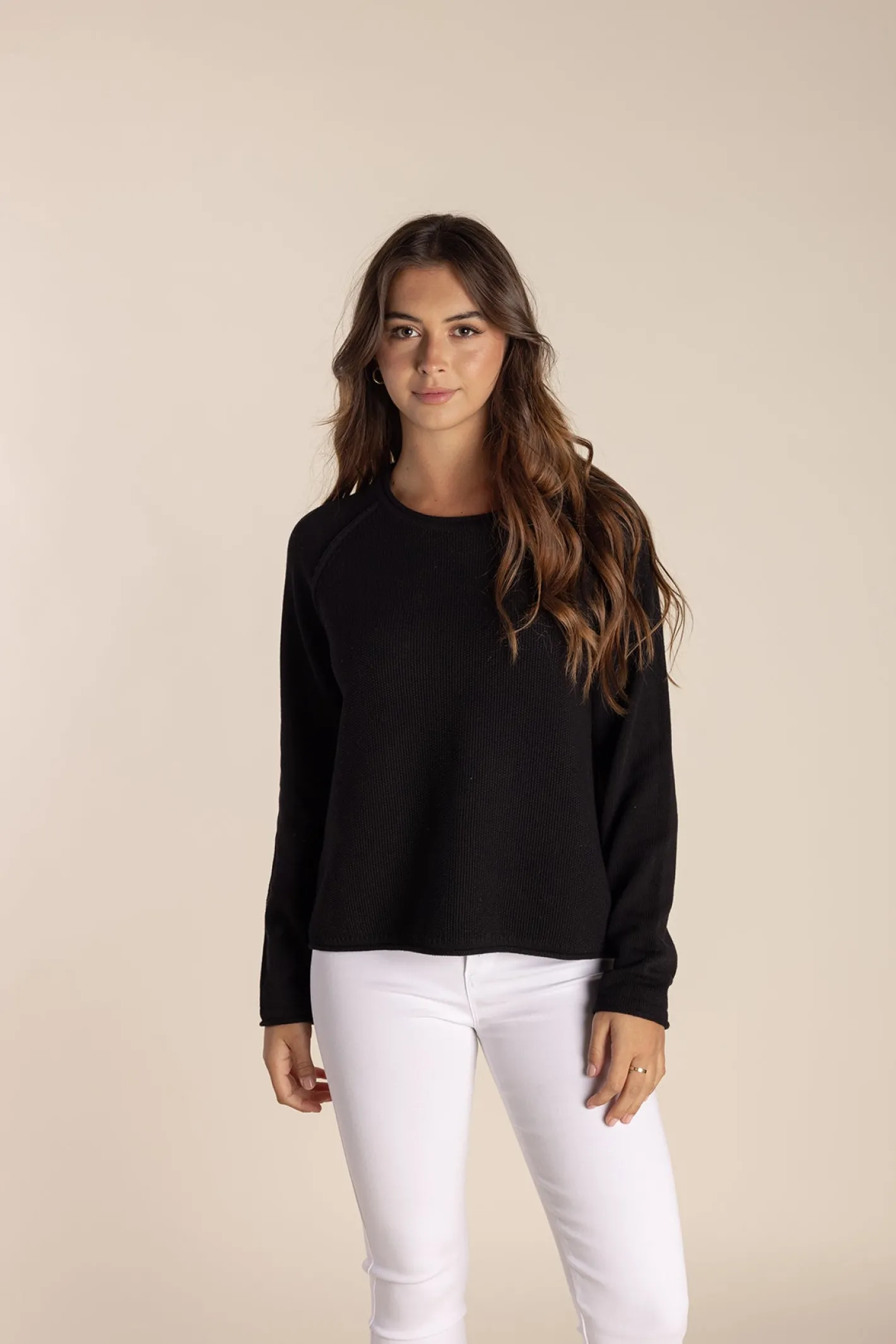 Two-T's Cropped Crew Neck - Black - TT2 Discount