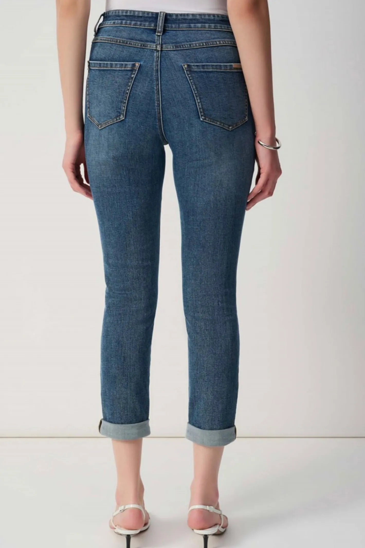 Joseph Ribkoff Cropped Jeans With Rolled Hem - Denim - JR28 Discount