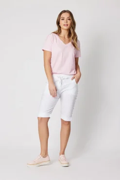 Threadz Crushed Jean Short | White | TZ50 Hot
