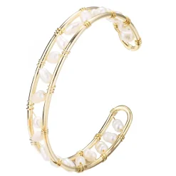 GxG Collective Deborah Freshwater Pearl Bangle - Gold Online