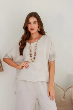 The Italian Cartel Delfina Top - Sand - IC53 Sale