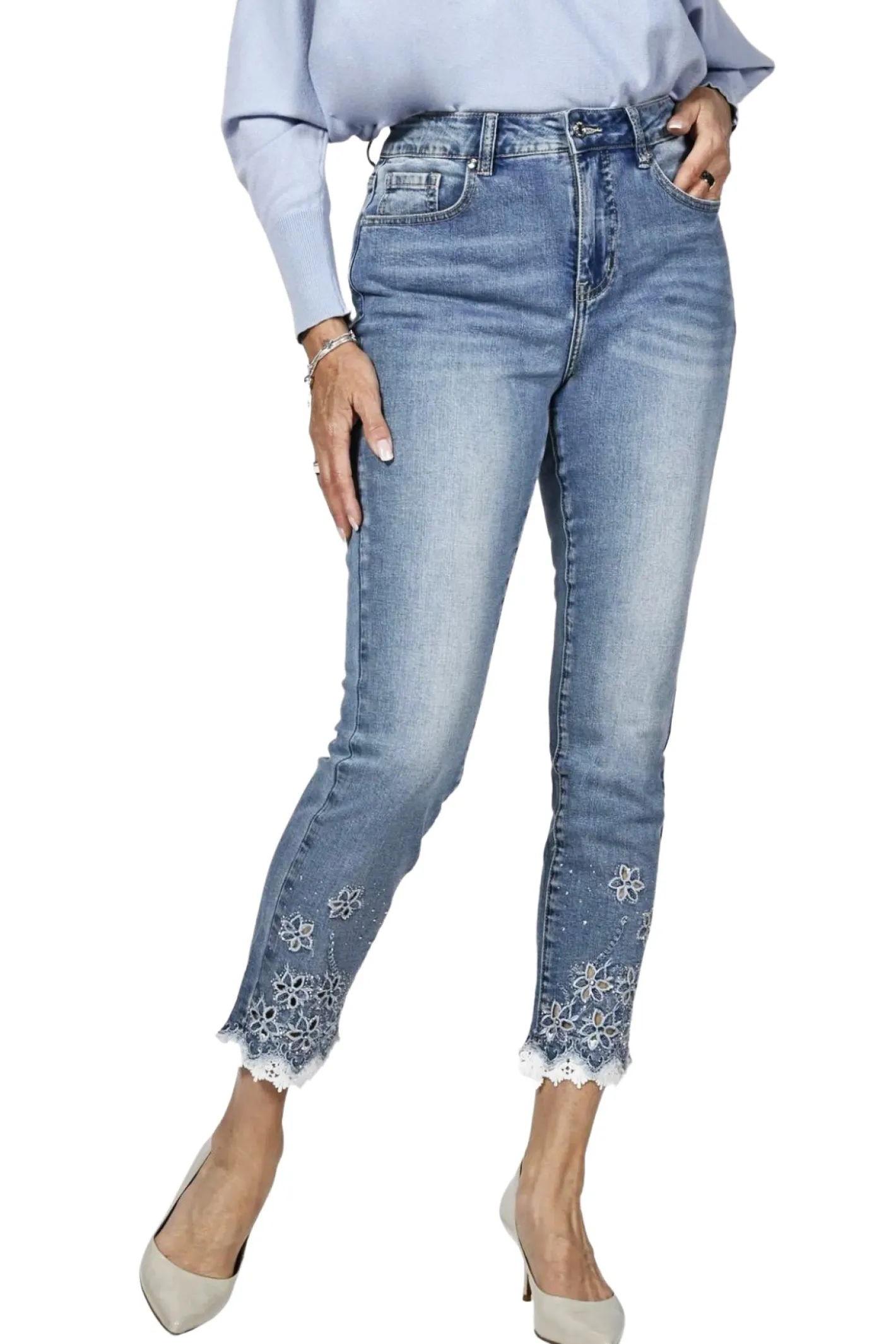 Frank Lyman Diamond Flower Jeans | FL25 Clearance