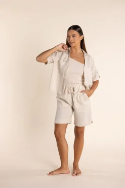 Two-T's Drew Linen Shirt - Natural - TT12 Clearance